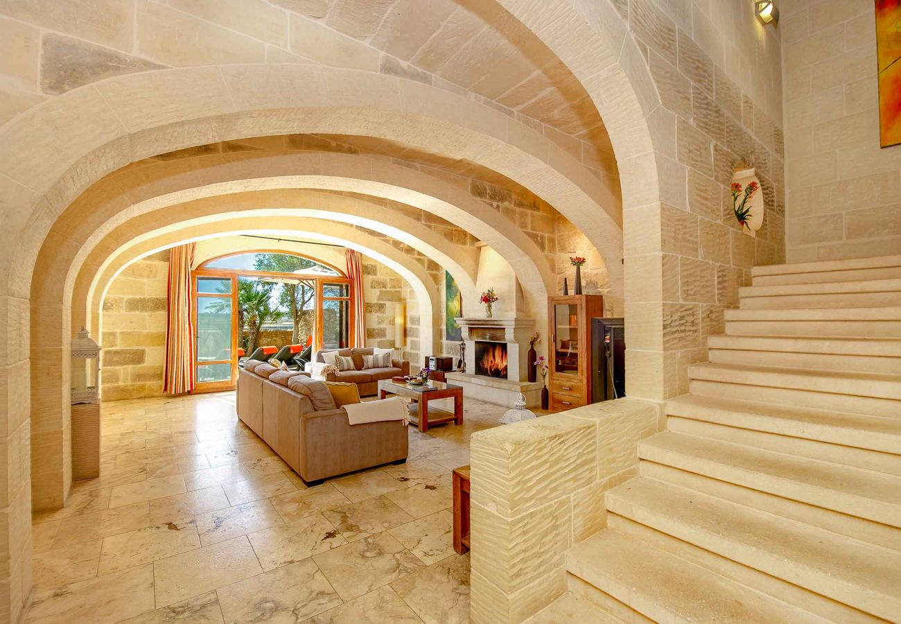 gozo villa with fireplace