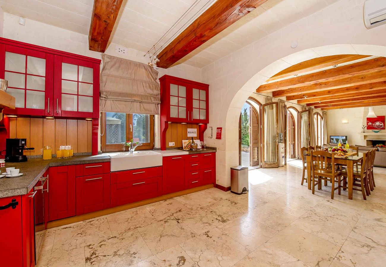 kitchen and dining area of villa in malta