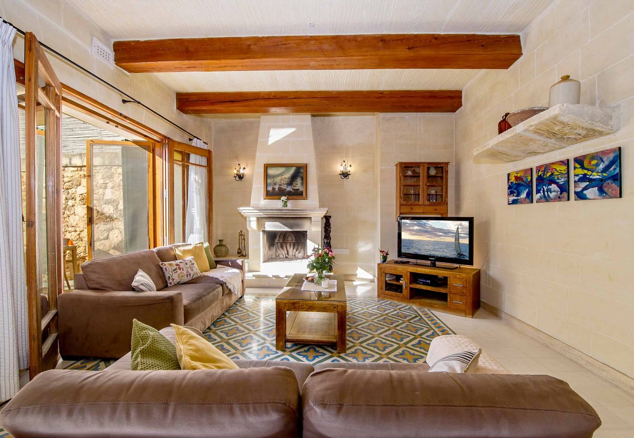 gozo farmhouse with fireplace